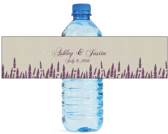 Lavender on Linen Wedding Water Bottle Labels Great for Engagement Bridal Shower Party Bridal shower party