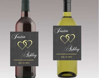 Modern Hearts Wedding Beer Wine or Bottle Labels Great for Engagement Bridal Shower Party