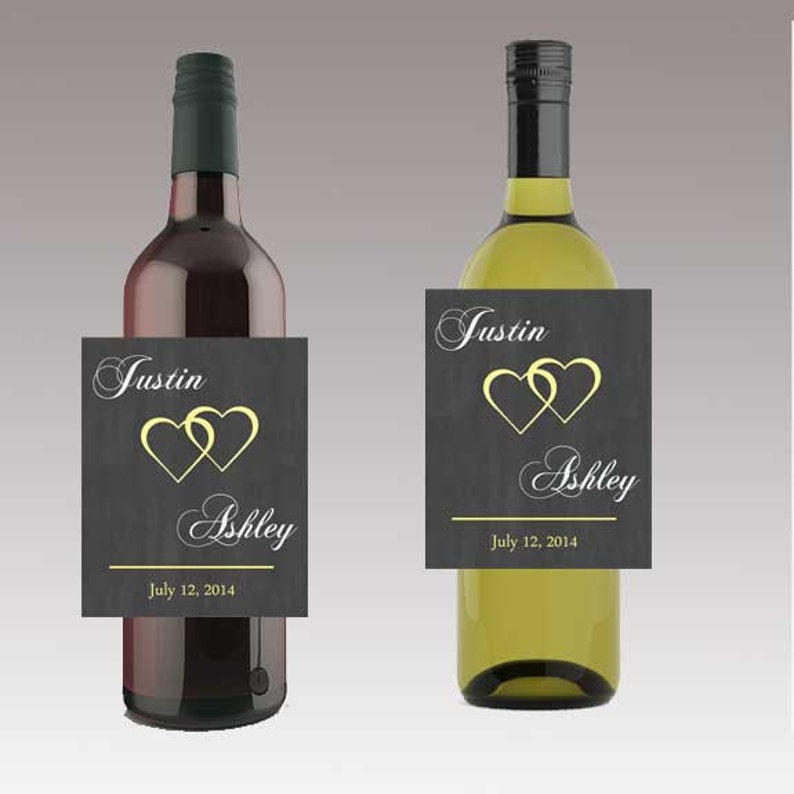 Moderne Herzen Hochzeit Bier Wein oder eine Flasche Etiketten Etsy.de