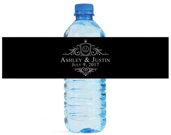 Classic Crest Wedding Water Bottle Labels Great for Engagement Bridal Shower Birthday Party Easy to use self stick labels