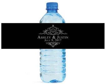 Classic Crest Wedding Water Bottle Labels Great for Engagement Bridal Shower Birthday Party Easy to use self stick labels