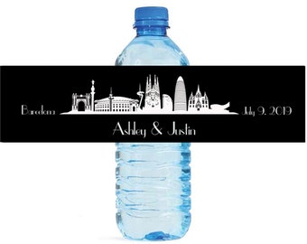 Barcelona Destination Wedding Water Bottle Labels Great for Engagement Bridal Shower Birthday Party anniversaries family reunion travel