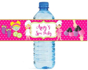 Spa Party / Day Kids Birthday Party Water Bottle Labels Great for all sorts of parties and get togethers easy to use self stick labels