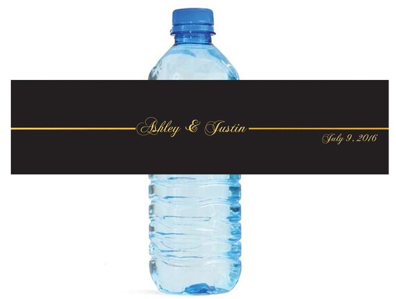 Black and gold wedding labels