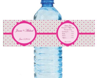 Pastel Wedding Pattern Water Bottle Labels Great for Engagement Bridal Shower Anniversary Birthday Party