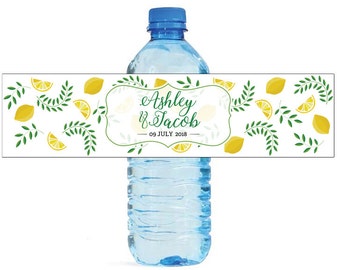 Lemonade and Laurel Leaves Water Bottle Labels Great for Wedding Day Family Reunions Engagement Party Bridal Shower Birthday party label