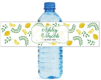 Lemonade and Laurel Leaves Water Bottle Labels Great for Wedding Day Family Reunions Engagement Party Bridal Shower Birthday party label