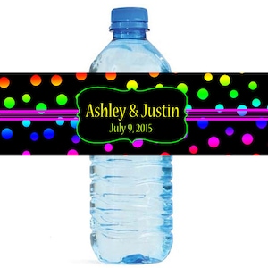Rainbow Confetti Wedding Anniversary Engagment Party Water Bottle Labels Customizeable self stick gay lesbian pride equal