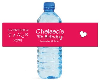 Everybody Dance Now Kids Birthday Water Bottle Labels Great for all sorts of parties and get togethers easy to use self stick labels