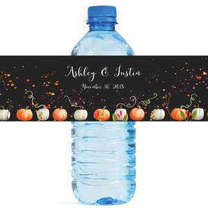 Fall Pumpkins Water Bottle Labels Great for Wedding Anniversary Engagement Birthday Party Fall Event Water Bottle Labels self stick labels