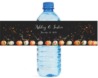 Fall Pumpkins Water Bottle Labels Great for Wedding Anniversary Engagement Birthday Party Fall Event Water Bottle Labels self stick labels