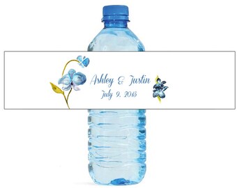 Orchid Label Floral Wedding Anniversary Water Bottle Labels Customizable labels