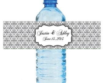 Plant Baroque Wedding Anniversary Water Bottle Labels Great for Engagement Bridal Shower Party 8"x2"