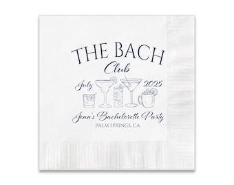 Bach Party Bachelorette Decoration 3 ply Premium Customizable Cocktail Napkins 5"x5" Customize Names & Date message