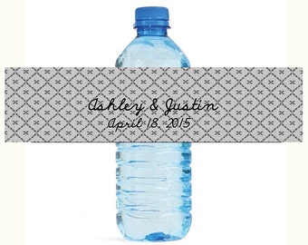 Harlequin Black Lace Wedding Water Bottle Labels Great for Engagement Bridal Shower Birthday Party event Family Reunion