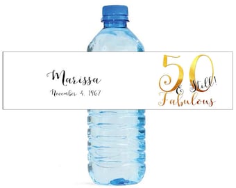 50 and Fabulous Birthday Party Water Bottle Labels Great for Celebrations get togethers BBQs cookouts Birthday