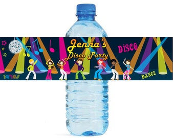 Disco Party Birthday water bottle labels great for Weddings Anniversary 70s or any other event Customizable labels self stick, easy to use