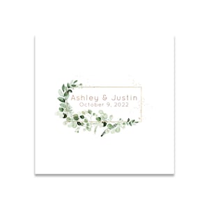 Ivy and Sage Themed 3 ply Premium Custom Cocktail Napkins Measure 5"x5" Customize Names & Date or any other message