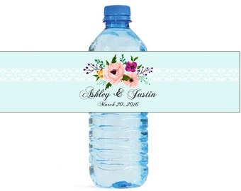 Soiree Theme floral and lace Wedding Water Bottle Labels Great for Engagement Bridal Shower self stick, easy to use botanical