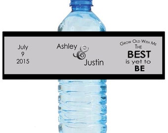 Grow Old with Me Wedding Anniversary Water Bottle Labels Customizeable labels