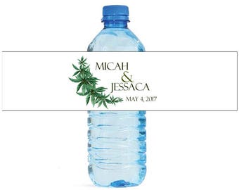 Cannabis Flower Wedding Water Bottle Labels Great for Bachelorette Engagement Bridal Shower Birthday Party Celebration