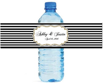Night at the Promenade Stripes with glitter 16 Quinceanera Water Bottle Labels Great for Engagement Bridal Shower Party Sunrise wedding
