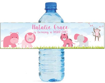 Girl jungle Party Water Bottle Labels Great for all sorts of parties and get togethers easy to use self stick labels