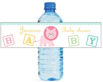 Baby Girl Lion Baby Shower Theme Water Bottle Labels Celebrations animal circus theme