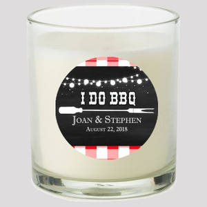 I Do BBQ Gingham chalk 2" Party labels personalize events Birthday Baby Shower decoration Candles Cupcake toppers Mason Jar decals Stickers