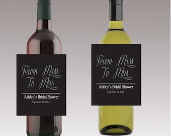 From Miss to Mrs Wedding Beer or Wine Bottle Labels Great for Engagement Bridal Shower Party