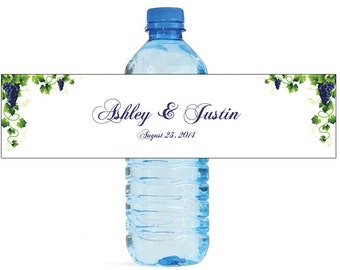 GrapeVine Vine yard Wedding Water Bottle Labels Great for Engagement Bridal Shower Party