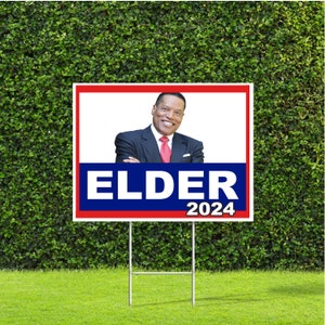 Larry Elder Full Color Picture 2024 Election Red White & Blue Yard Sign with Metal H Stake