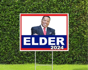 Larry Elder Full Color Picture 2024 Election Red White & Blue Yard Sign with Metal H Stake