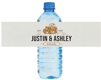 Vintage Tractor Wedding / Engagement party / special occasion self adhesive water bottle labels