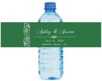 Elegant Emerald Wedding Water Bottle Labels Great for Engagement Bridal Shower Party easy to apply and use