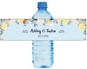 Spring time floral bridal shower Wedding Anniversary Water Bottle Labels Customizeable labels Easy to use self stick labels