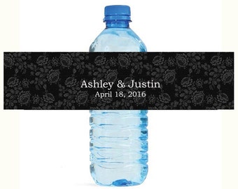 Black Lace Elegant Wedding Water Bottle Labels Great for Engagement Bridal Shower Birthday Party event Family Reunion