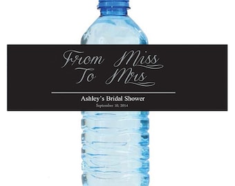 From Miss to Mrs Bridal Shower Water Bottle Labels Great for Engagement Bridal Shower Party 2 sizes available