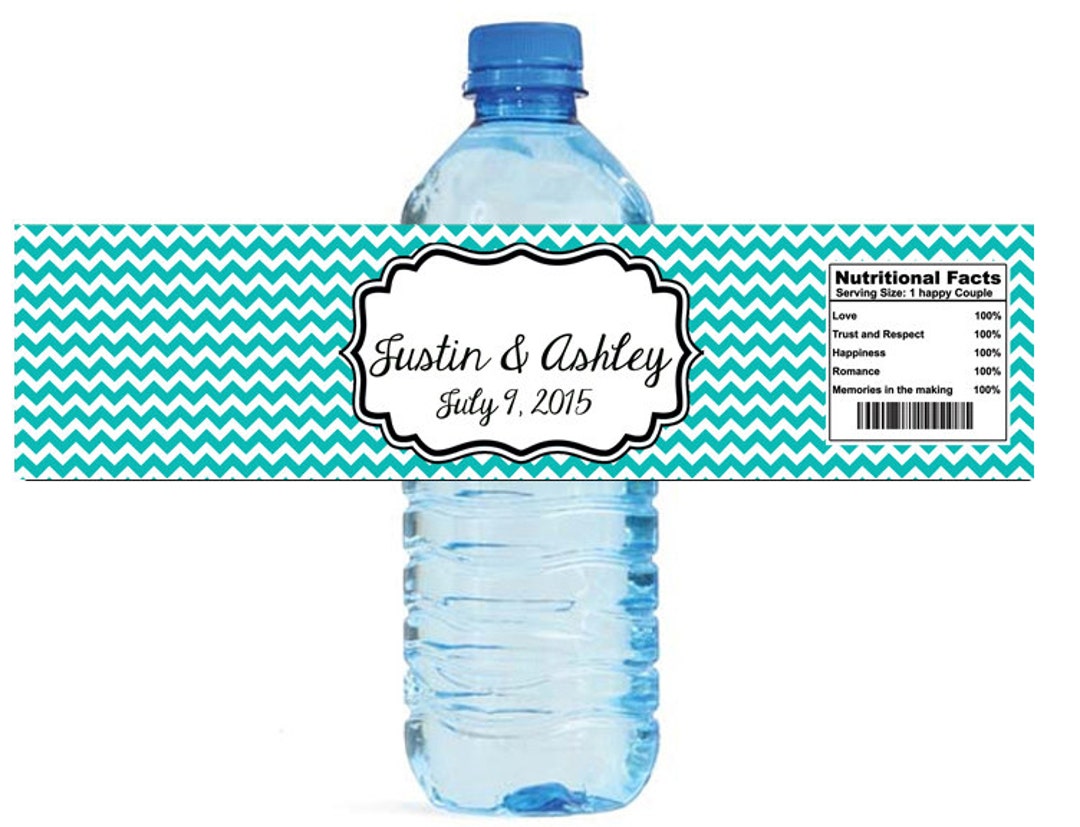 Etsy Chevron Blue Wedding Water Bottle Labels Great for - Etsy