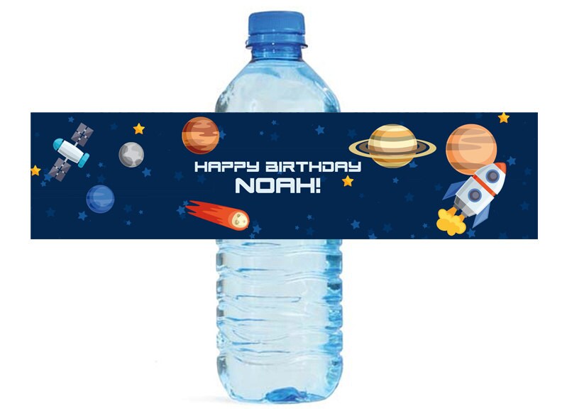 Space Theme Kids Birthday Water Bottle Labels Great for all sorts of  parties and get togethers easy to use self stick labels Planets comet