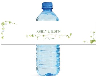 Custom Vines Wedding Water Bottle Labels Great for Engagement Bridal Shower Party 2 sizes available