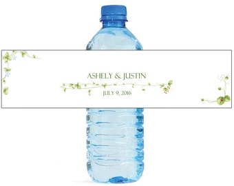 Custom Vines Wedding Water Bottle Labels Great for Engagement Bridal Shower Party 2 sizes available