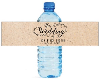 The Wedding Water Bottle Labels Great for Weddings, Engagement Bridal Shower Party Easy to use self stick labels