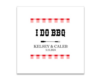 I Do BBQ Themed 3 ply Premium Custom Cocktail Napkins Measure 5"x5" Customize Names & Date or any other message