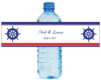 Nautical Wheel Wedding Anniversary Water Bottle Labels Customizeable labels