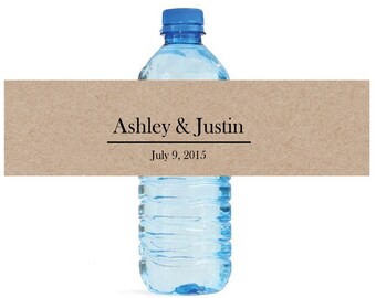 Kraft paper Wedding Water Bottle Labels Great for Engagement Bridal Shower Party Available in 2 sizes