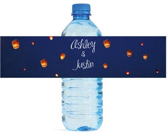 Chinese lantern theme Water Bottle Labels Great for Engagement Bridal Shower Wedding Party night time event