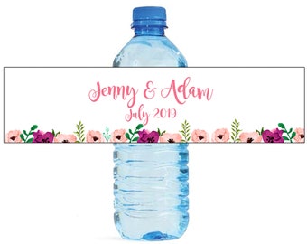 Water Color Flowers Wedding / Engagement party / special occasion self adhesive water bottle labels