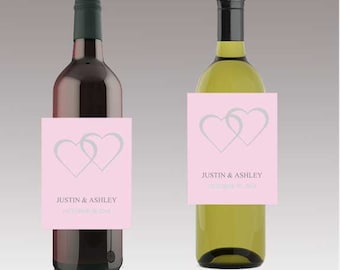 Modern Pink Wedding Beer or Wine Bottle Labels Great for Engagement Bridal Shower Party