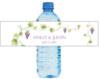 Vineyard Grape Vine Wedding Water Bottle Labels Great for Engagement Bridal Shower Party